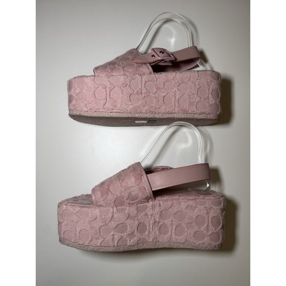 Coach Womens Noelle Pink Platform Sandals Shoes 7.5B Chunky Y2K Retro - Picture 5 of 10